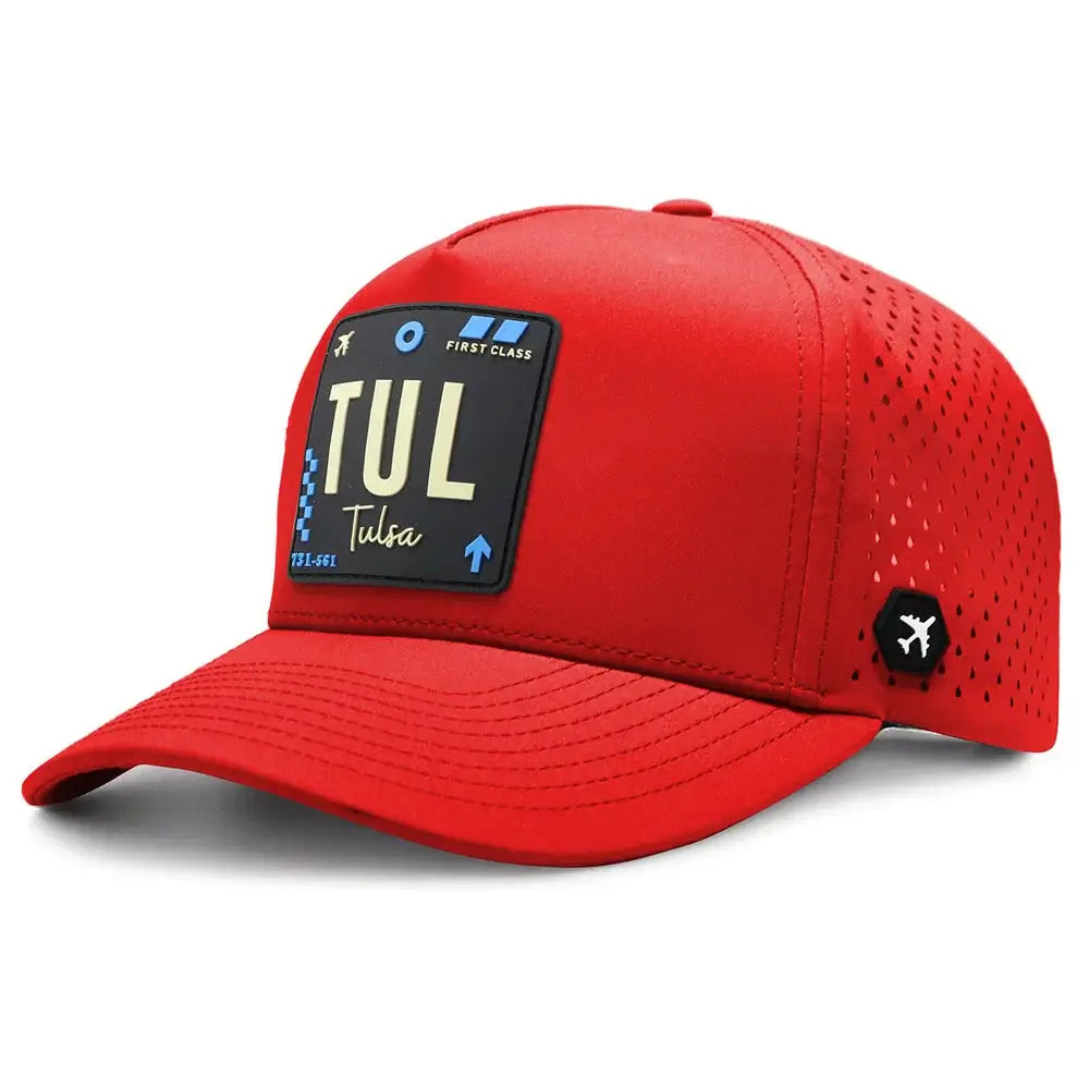 Tulsa Performance Cap Red color 3Quarter front view