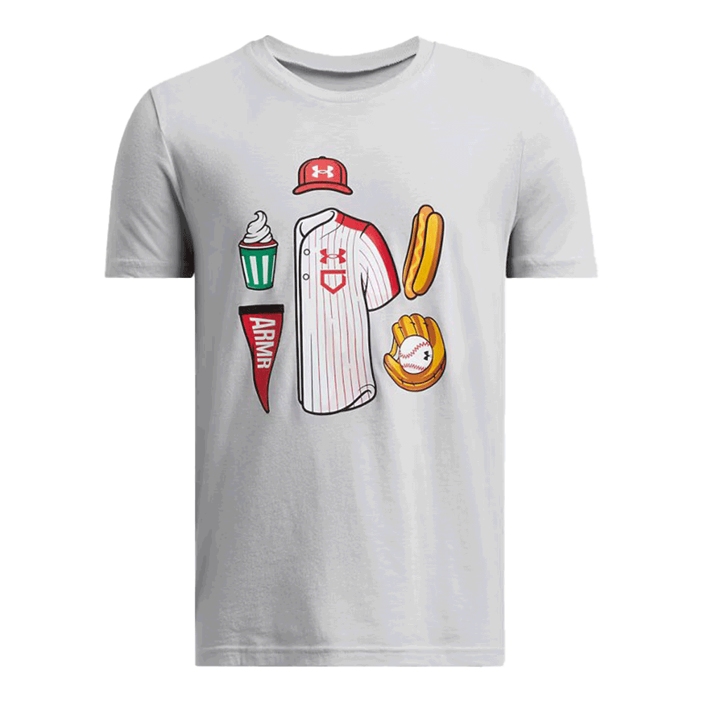Camiseta de béisbol ilustrada de manga corta para niño de la UA