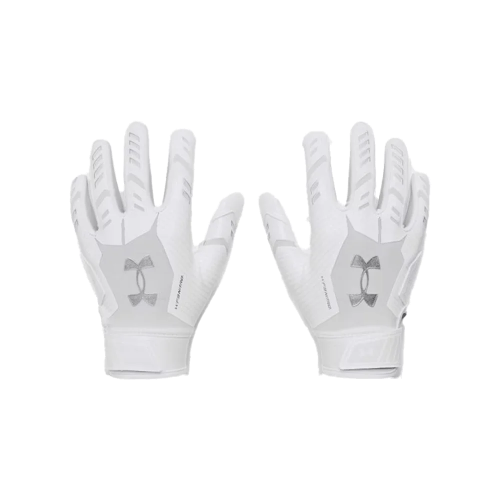 UA Boy's F9 Nitro Pee Wee Football Gloves White Color