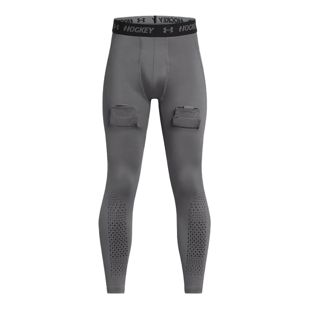 UA Boys Hockey Fitted Leggings Gray Color