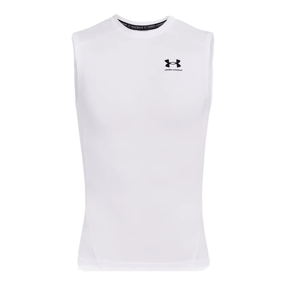UA Men's HeatGear Compression Sleeveless White Color