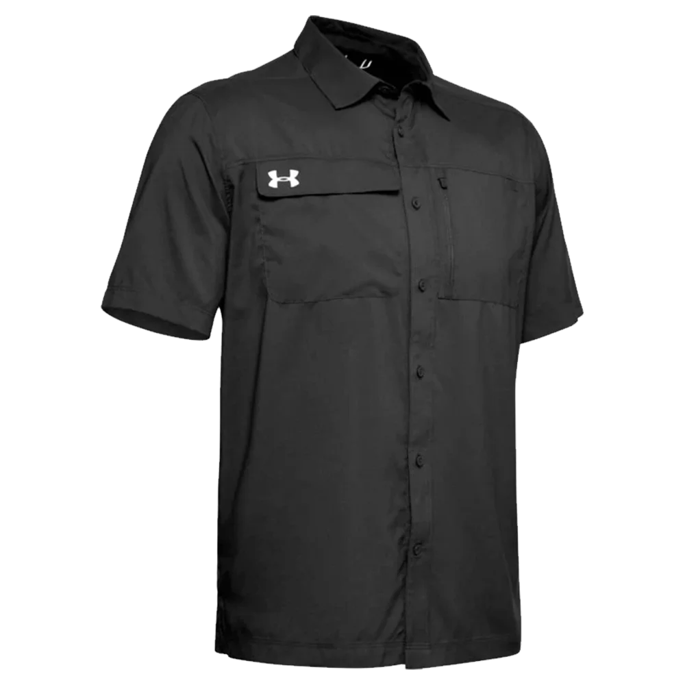 UA Men's Motivator Coach's Button Up Shirt Black Color