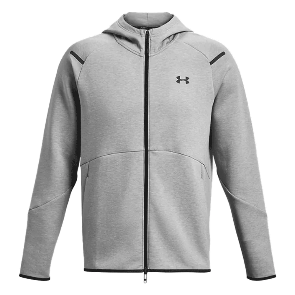 UA Men's Unstoppable Fleece Full-Zip Gray Color.
