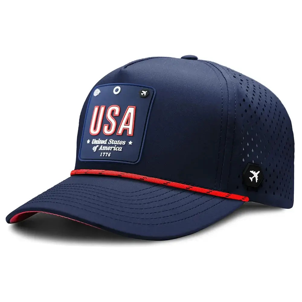 USA Patriot Performance Cap - Navy/Red Rope Color 3Quarter front view