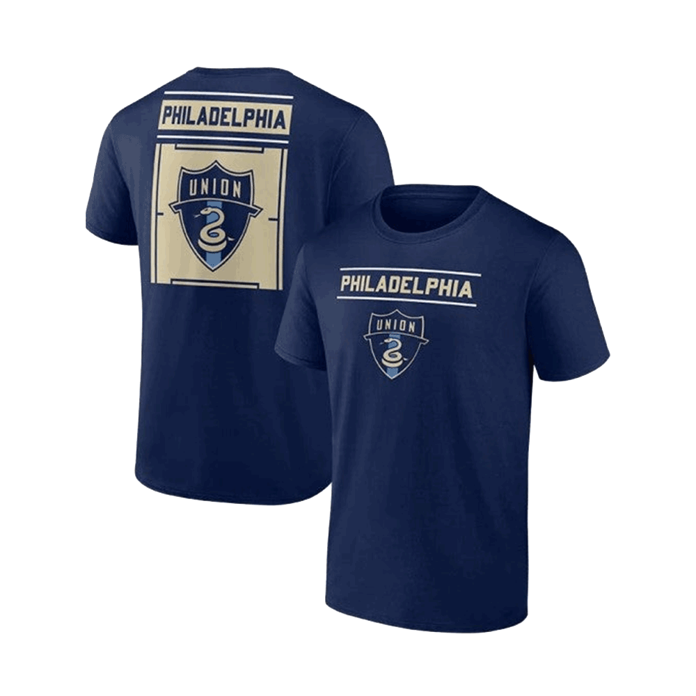 Camiseta de manga corta azul marino de Philadelphia Union con el logo de Amazing Goal