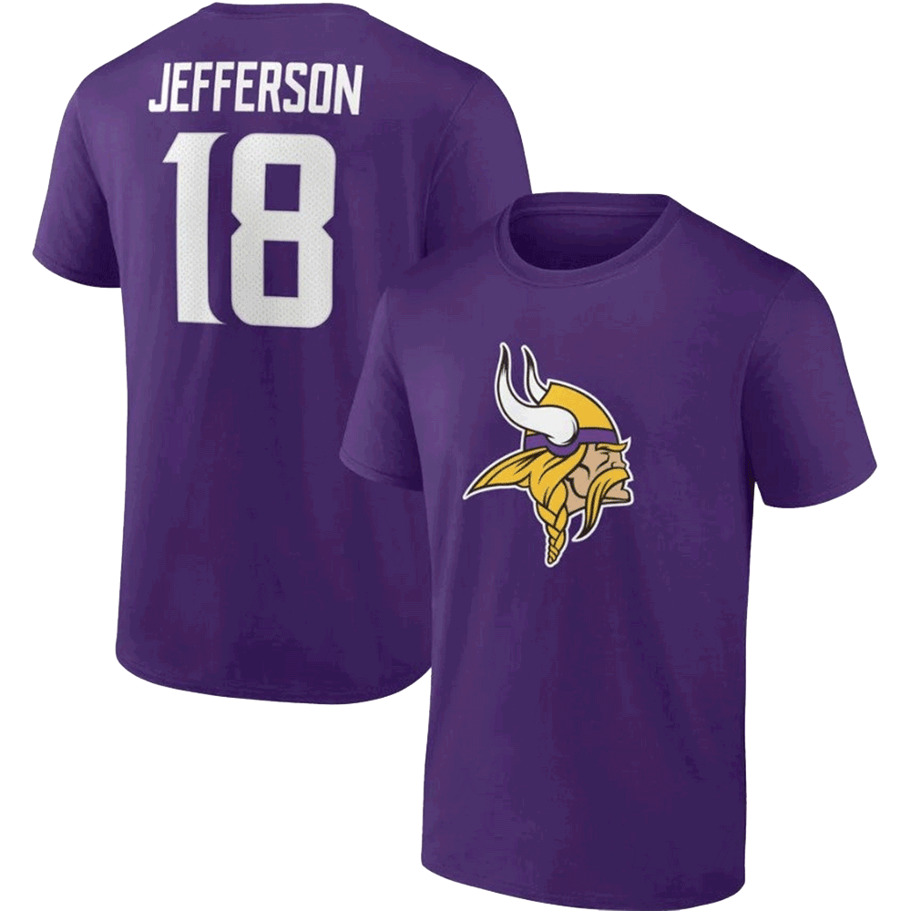 Justin Jefferson Minnesota Vikings Icon Name & Number T-Shirt - Purple