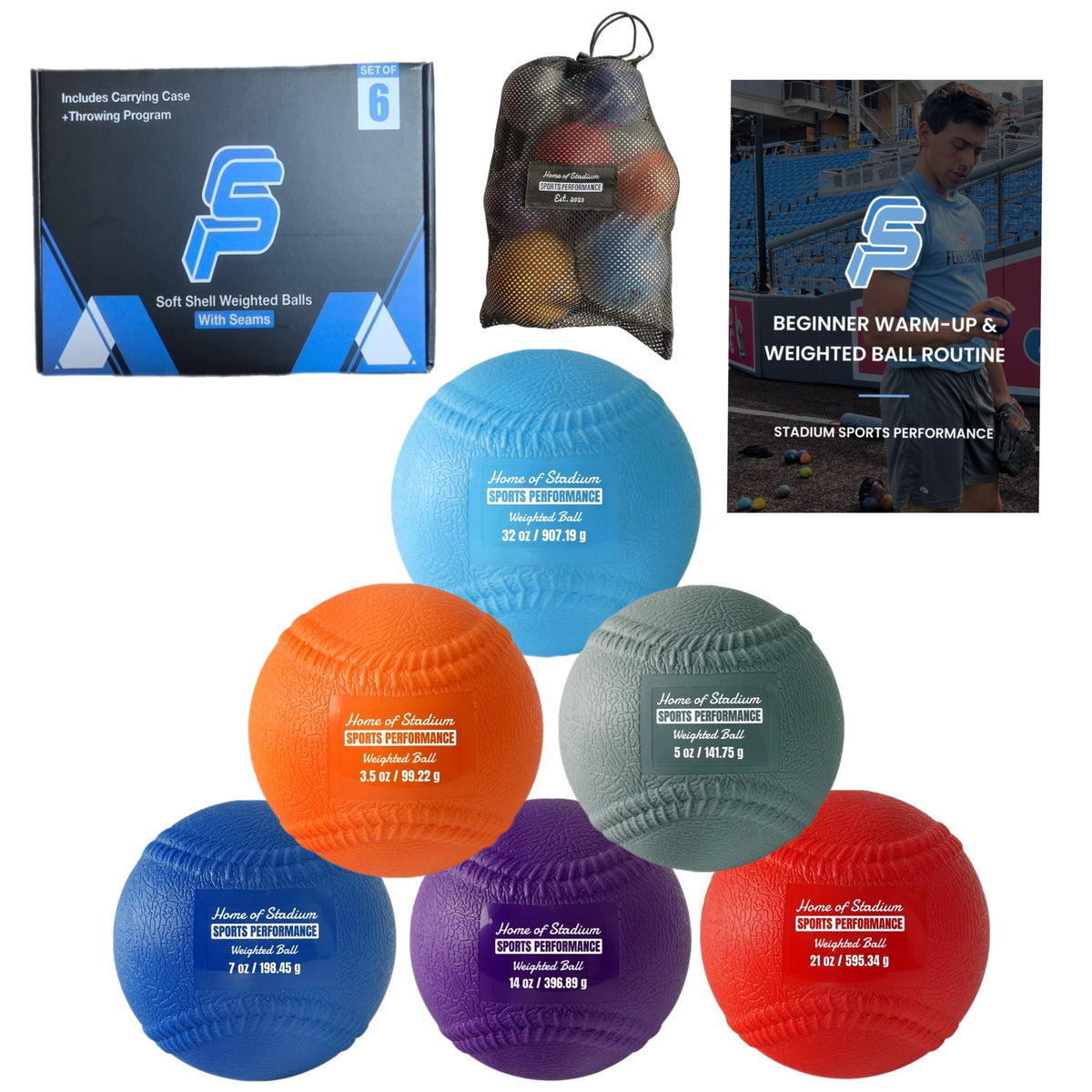 Soft Shell Weighted Balls with Seams – Set of 6