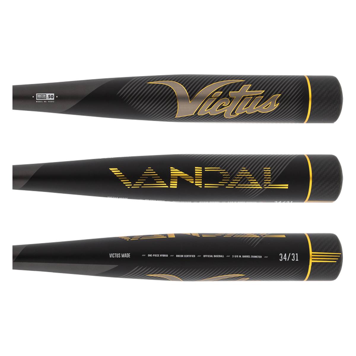 Victus Vandal Gold 2.0 BBCOR (-3) Baseball Bat: VCBV2