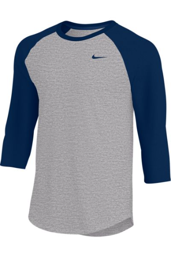 Unisex 3/4 Sleeve Raglan T-Shirt - Vintage Navy & Premium Heather Tri-Blend, Size Large
