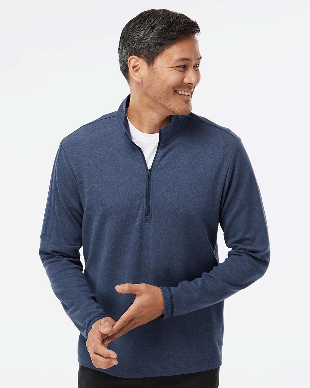 Adidas Men's 3-Stripes Quarter-Zip Sweater Pullover