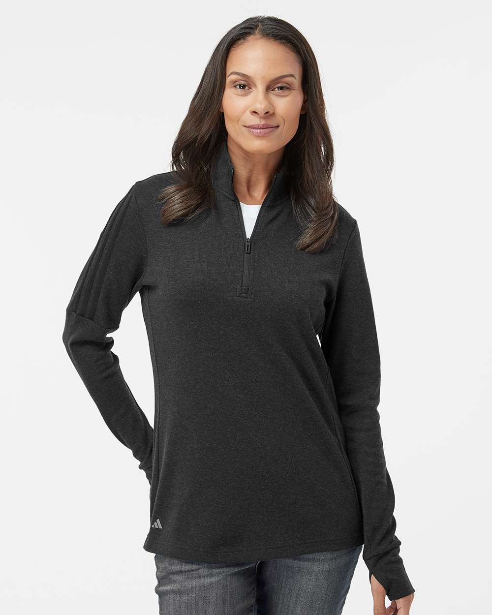 Adidas Women's 3-Stripes Quarter-Zip Sweater Pullover