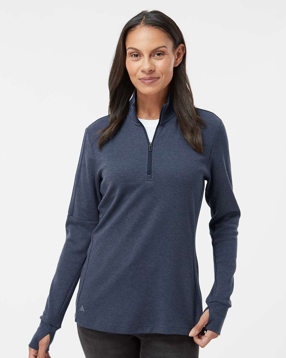 Adidas Women's 3-Stripes Quarter-Zip Sweater Pullover