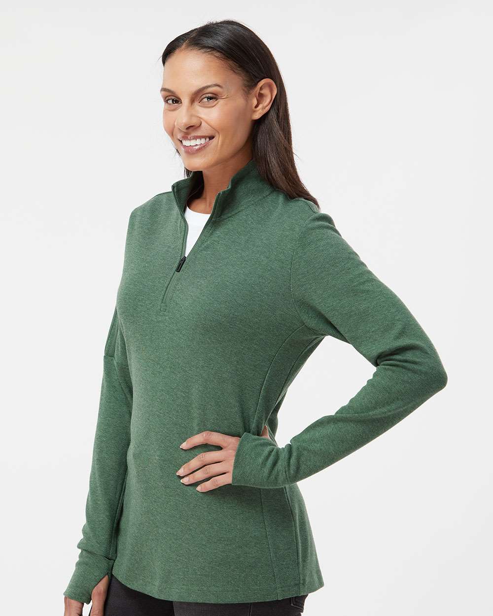 Adidas Women's 3-Stripes Quarter-Zip Sweater Pullover