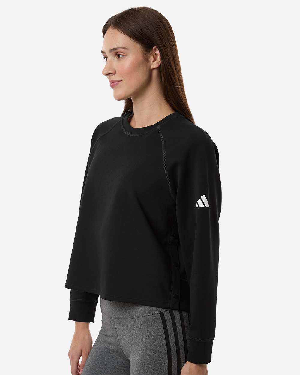 Adidas Women's Beyond Side-Snap Crewneck Sweatshirt