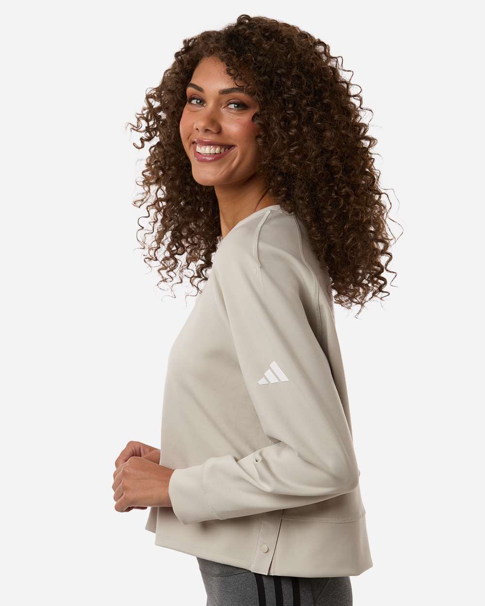 Adidas Women's Beyond Side-Snap Crewneck Sweatshirt