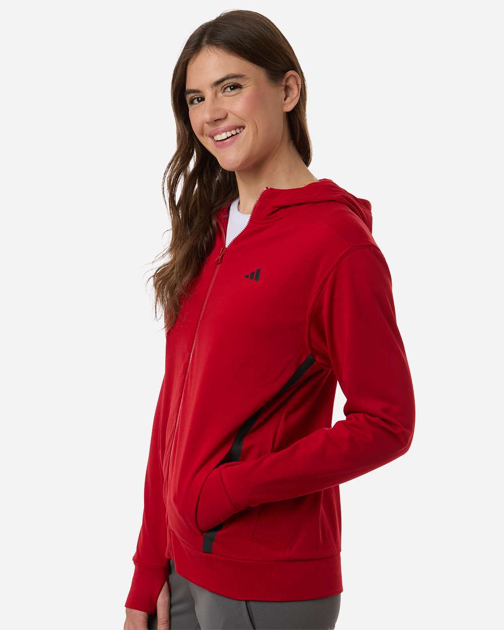 Adidas Women's Game & Go Fleece Full-Zip Hooded Sweatshirt