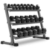 10-Pairs, 5 to 50 lbs. Hex Dumbbells Includes 3-Tier Storage Rack