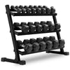 10-Pairs, 5 to 50 lbs. Hex Dumbbells Includes 3-Tier Storage Rack