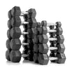 10-Pairs, 5 to 50 lbs. Hex Dumbbells Includes 3-Tier Storage Rack
