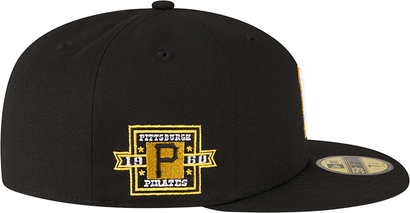 Parche lateral con el logotipo metálico de los Piratas de Pittsburgh de New Era, años 60, talla 59FIFTY ajustada