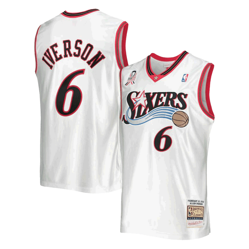 Allen Iverson Mitchell & Ness White Hardwood Classics 2002 NBA All-Star Game Authentic Jersey