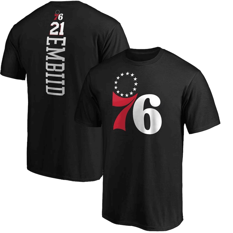 Joel Embiid Philadelphia 76ers Black Playmaker Name & Number T-Shirt