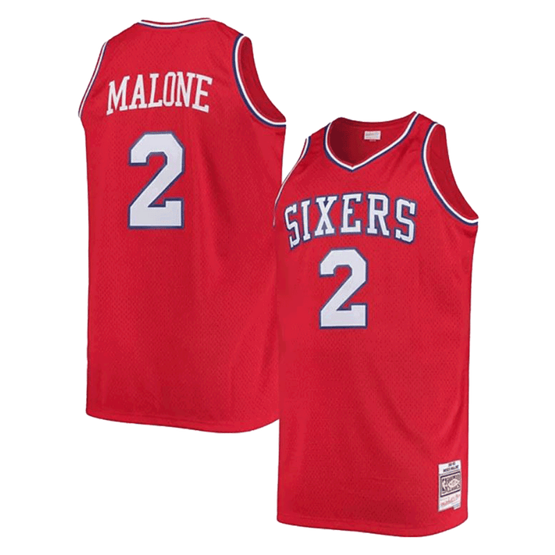 Camiseta Mitchell & Ness de Moses Malone, Philadelphia 76ers, 1982-83, Hardwood Classics, Swingman rojo
