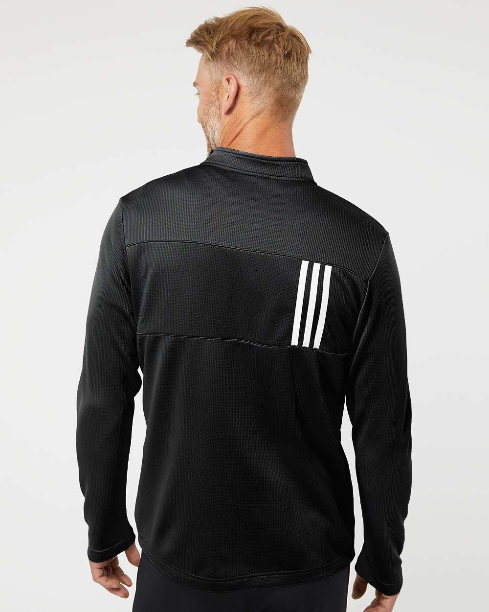 Adidas Men's 3-Stripes Double-Knit Quarter-Zip Pullover