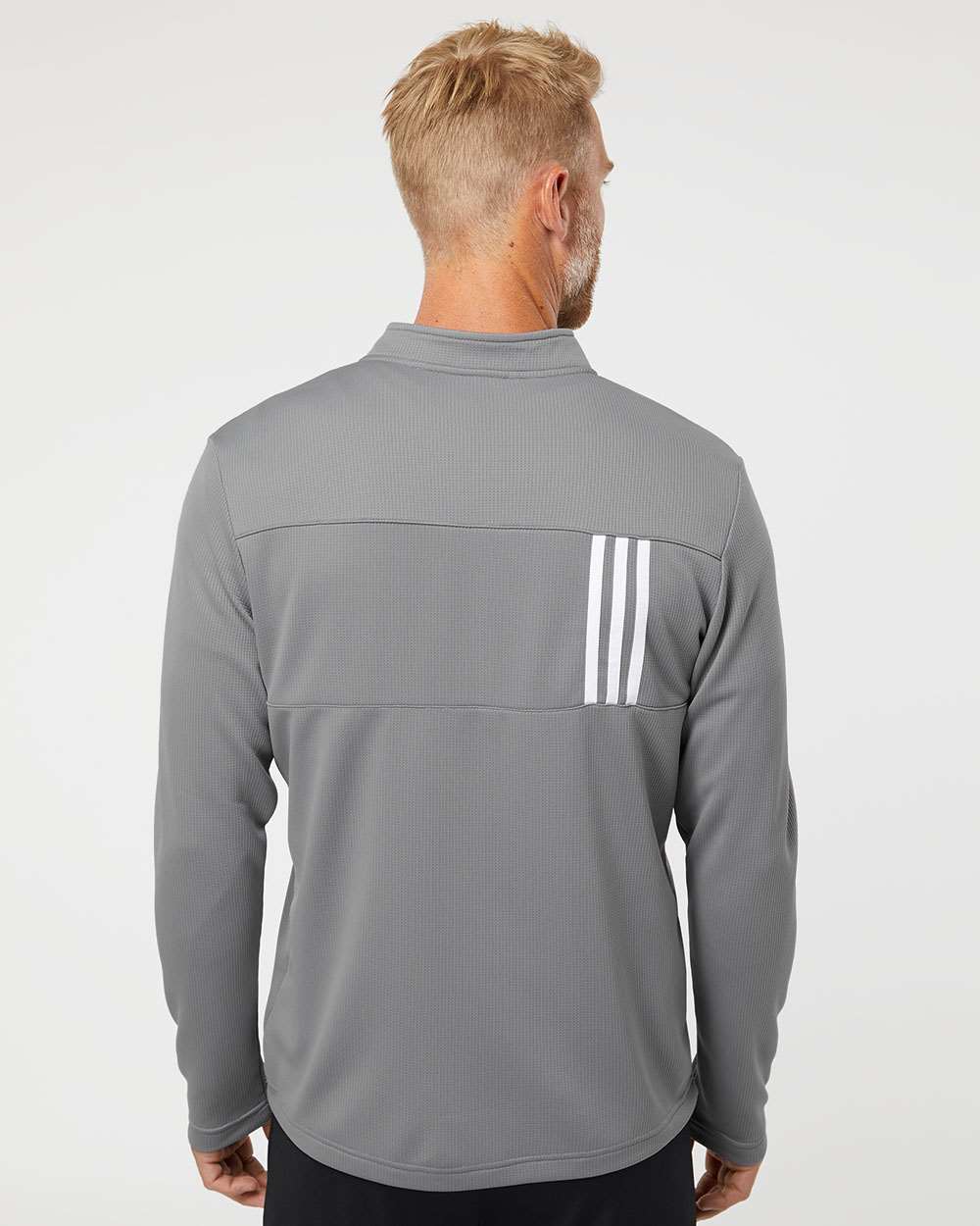 Adidas Men's 3-Stripes Double-Knit Quarter-Zip Pullover