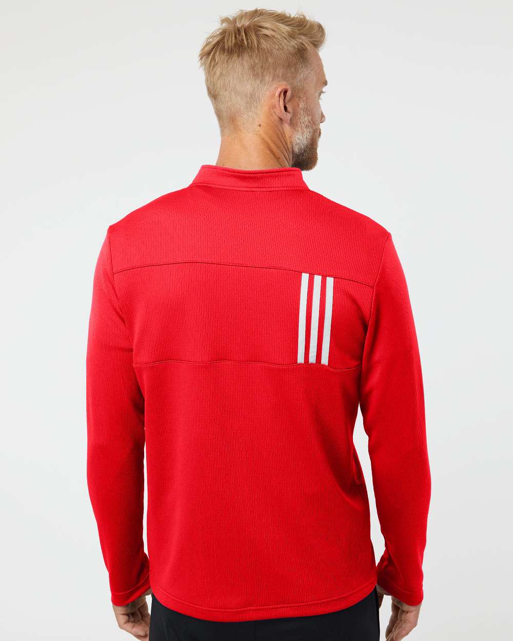 Adidas Men's 3-Stripes Double-Knit Quarter-Zip Pullover