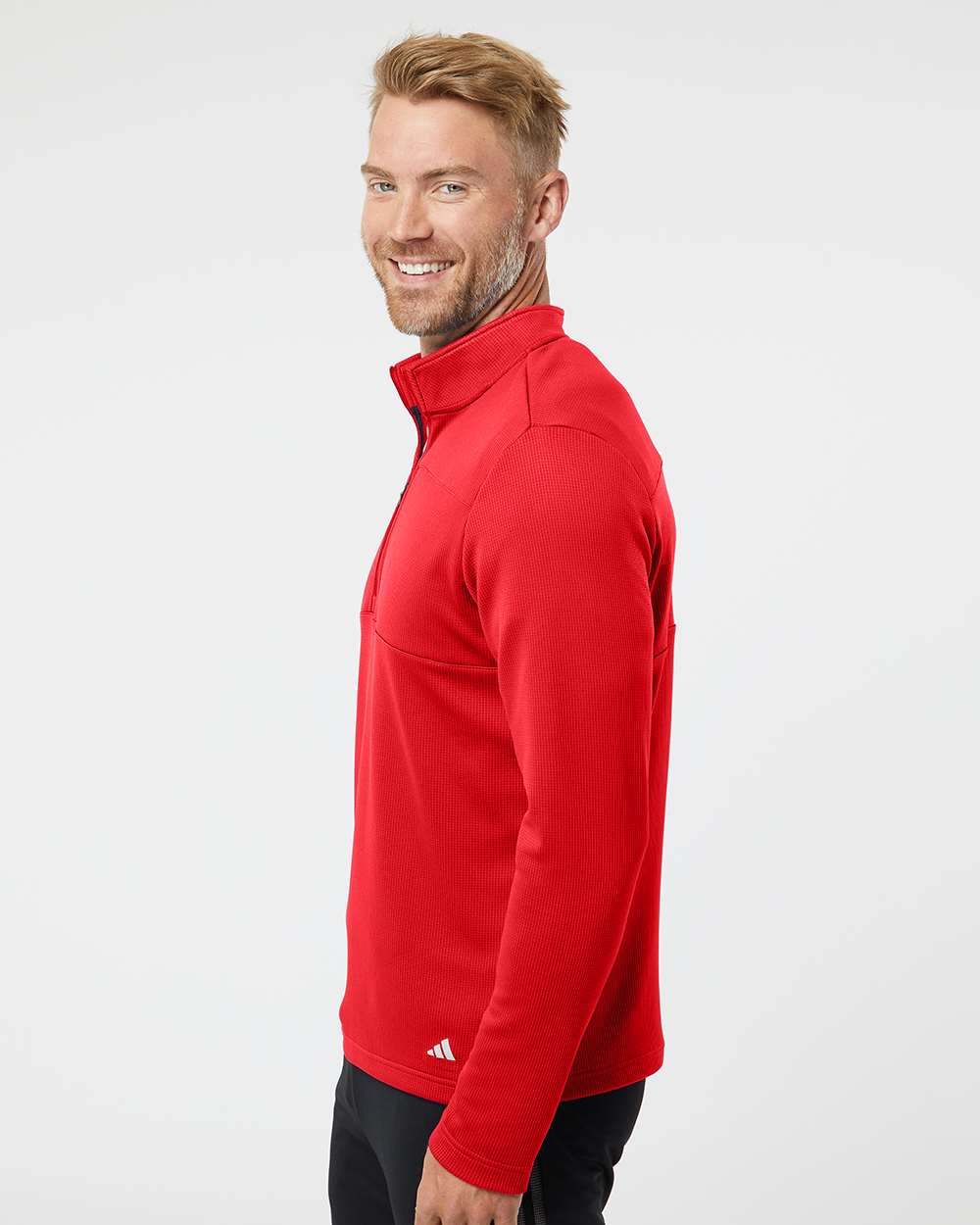 Adidas Men's 3-Stripes Double-Knit Quarter-Zip Pullover
