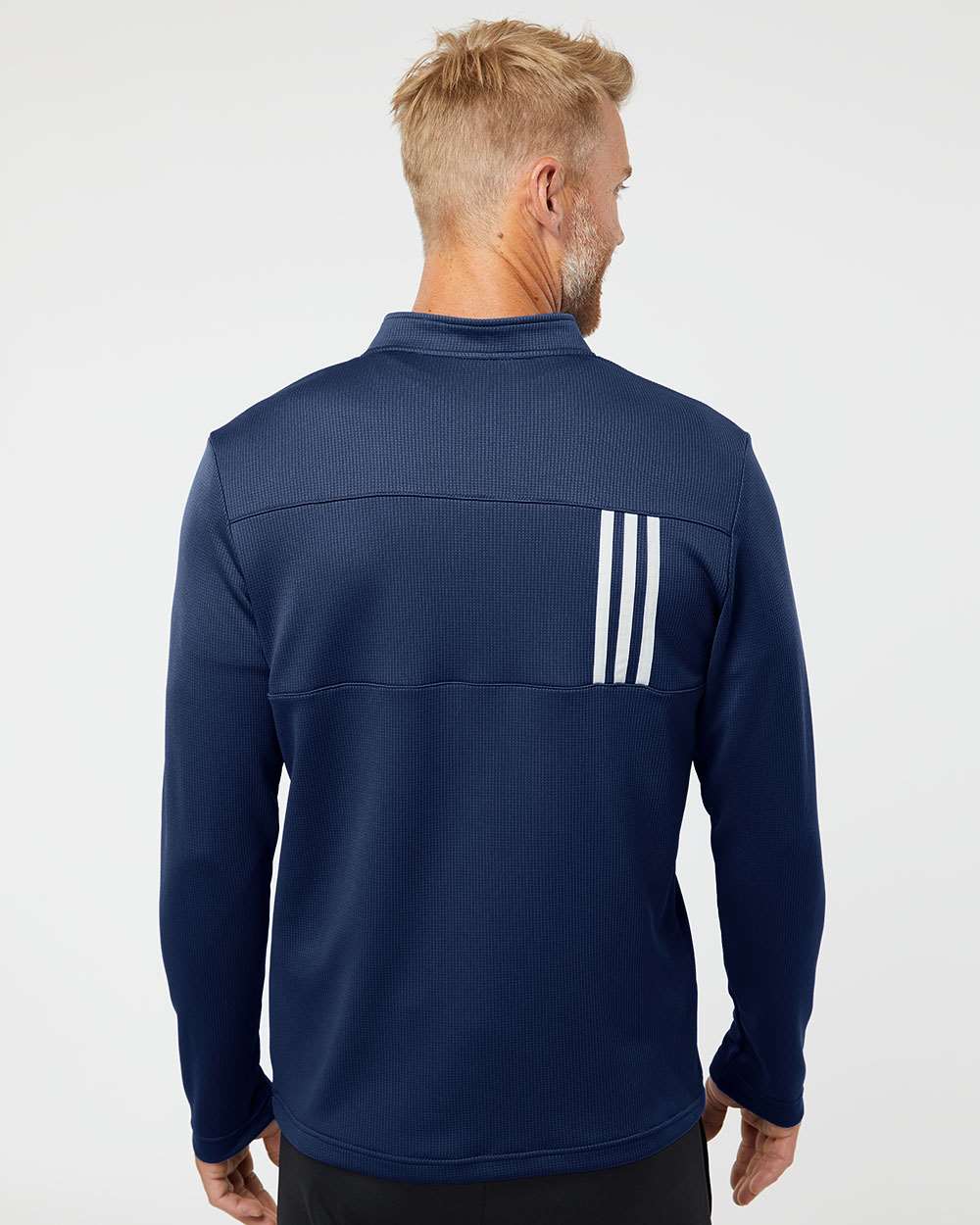 Adidas Men's 3-Stripes Double-Knit Quarter-Zip Pullover