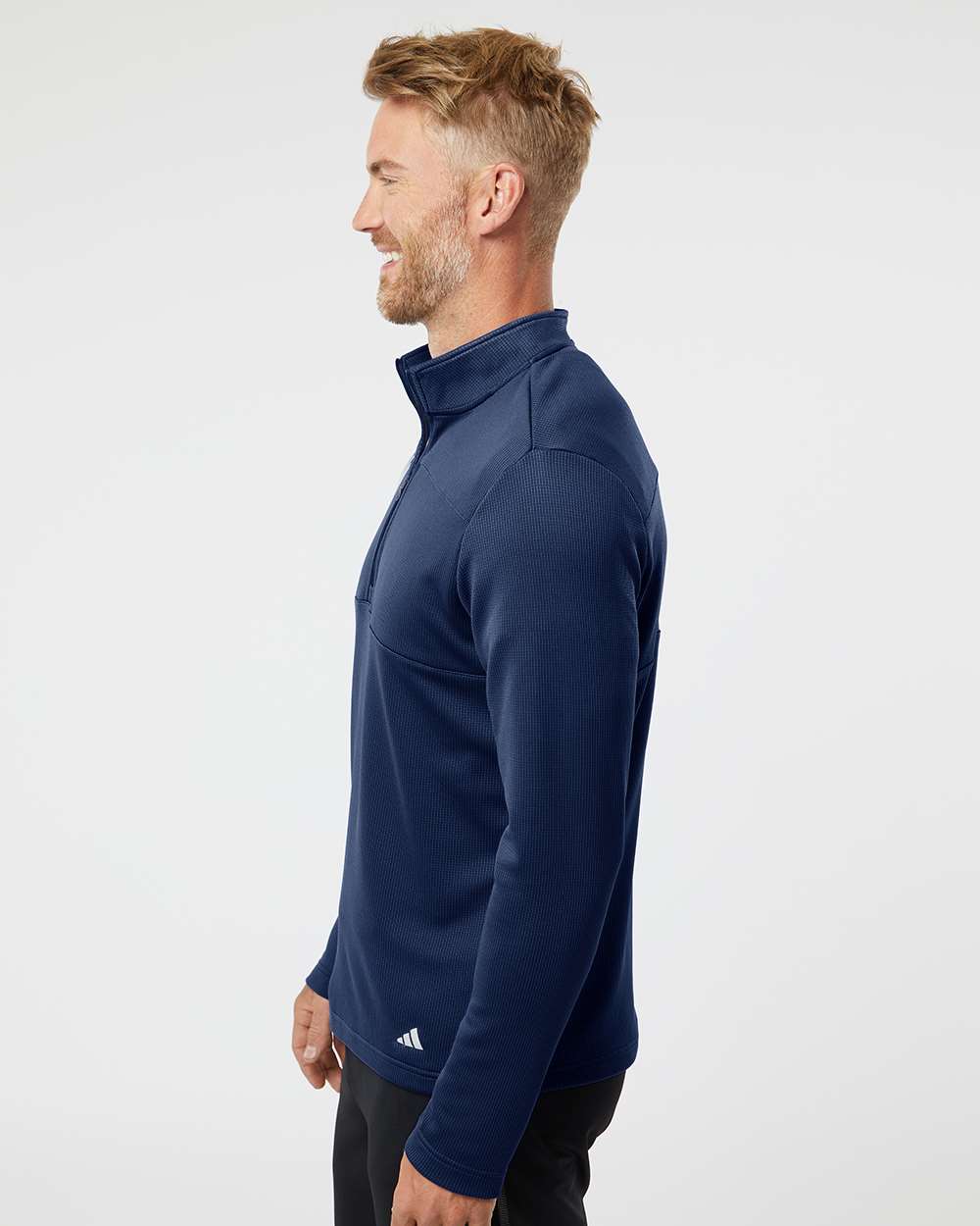 Adidas Men's 3-Stripes Double-Knit Quarter-Zip Pullover