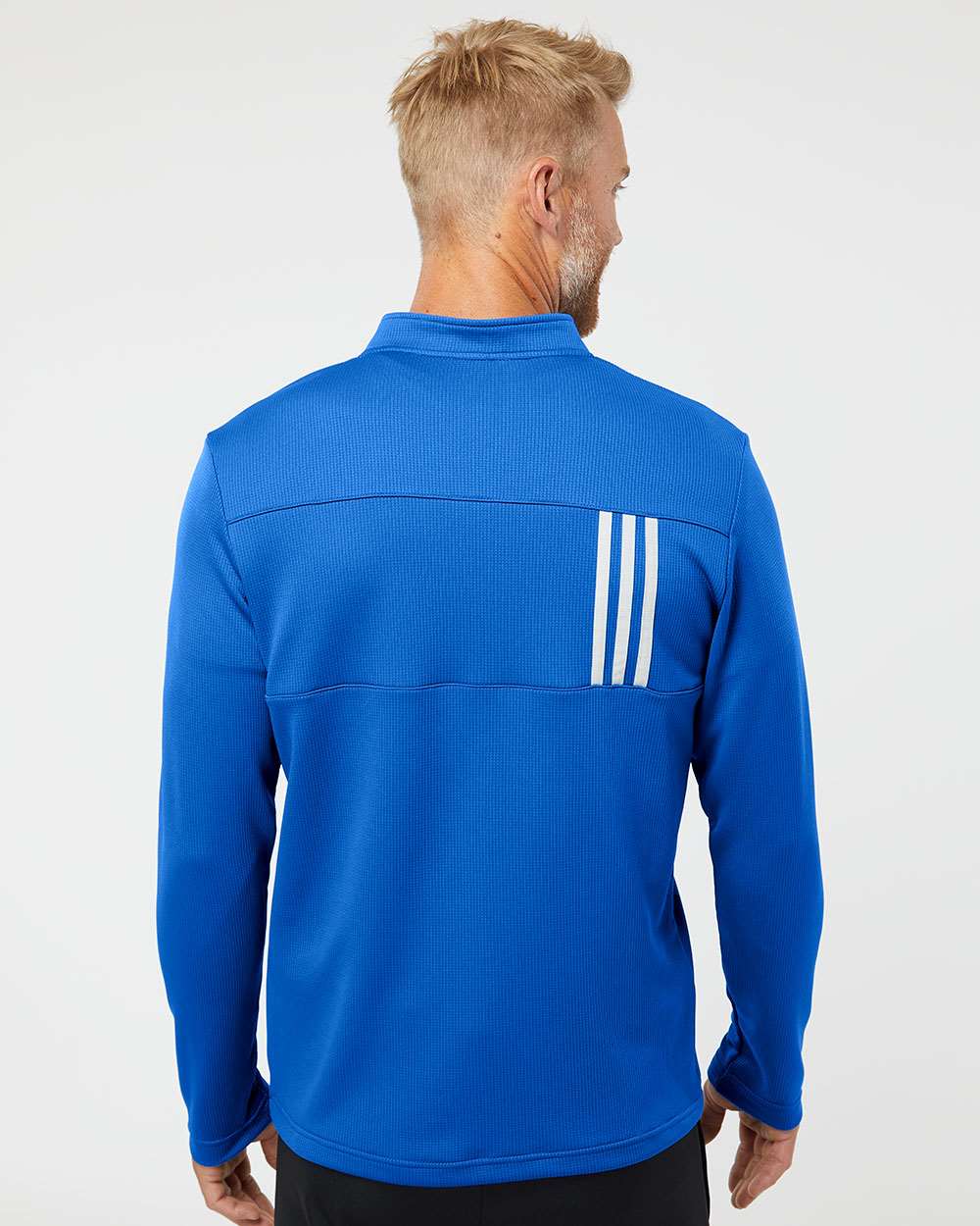 Adidas Men's 3-Stripes Double-Knit Quarter-Zip Pullover