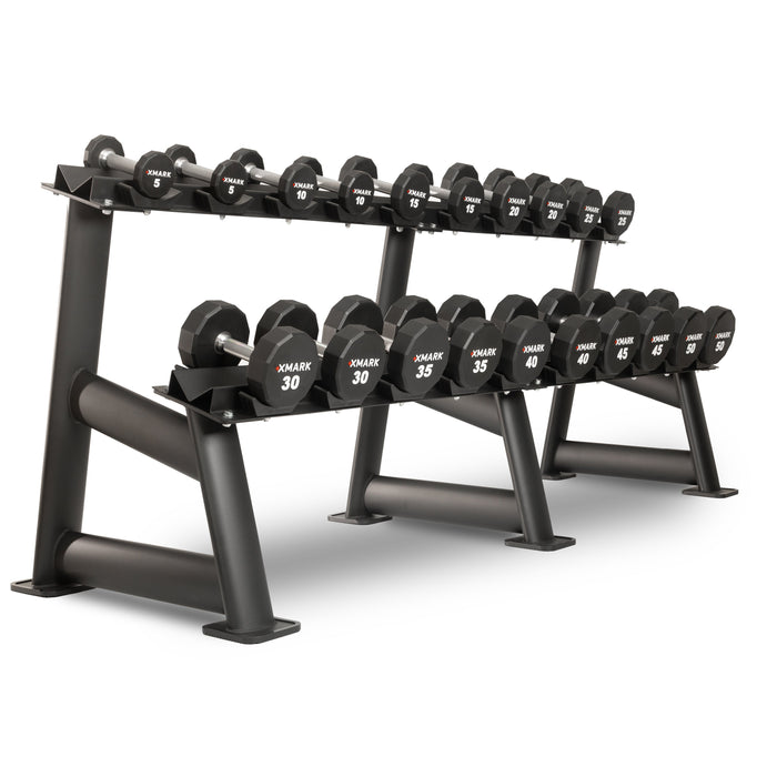 Mancuernas comerciales de uretano de 12 lados (juegos de 5-50 lb y 5-75 lb) 