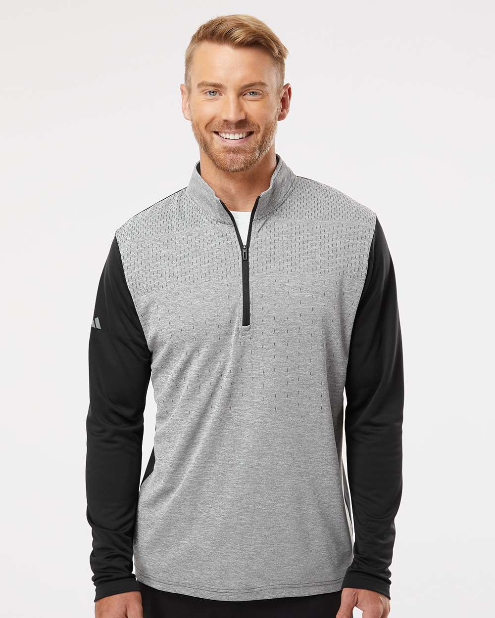 Adidas Men's Ultimate365 Heather Block Print Quarter-Zip Pullover