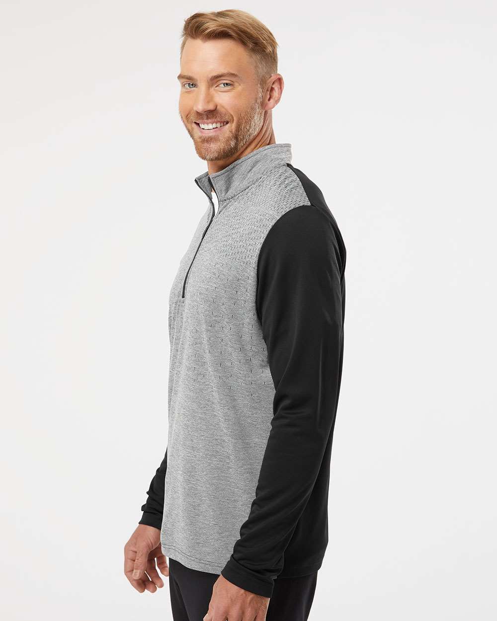 Adidas Men's Ultimate365 Heather Block Print Quarter-Zip Pullover