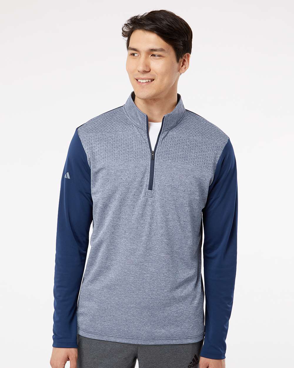Adidas Men's Ultimate365 Heather Block Print Quarter-Zip Pullover
