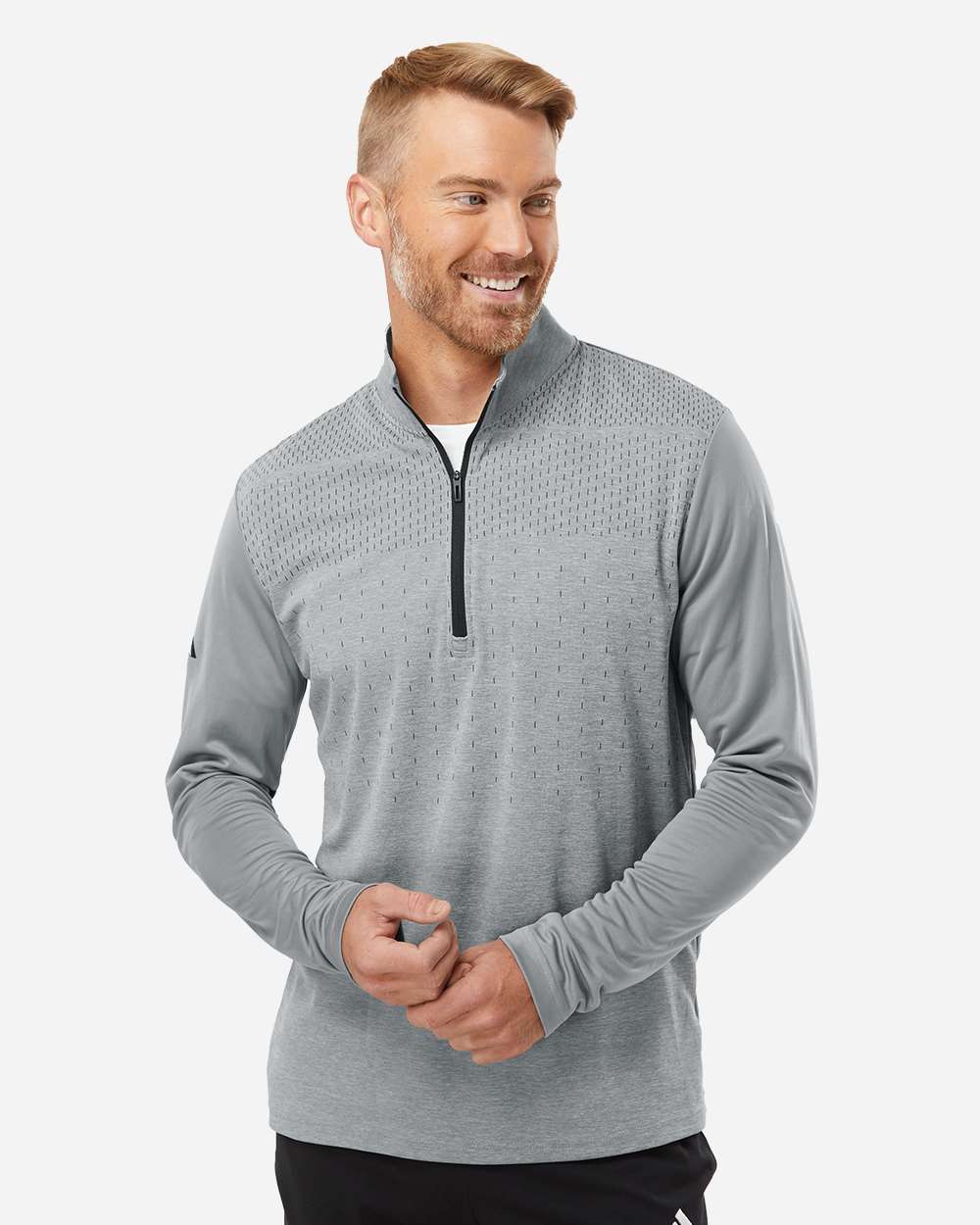 Adidas Men's Ultimate365 Heather Block Print Quarter-Zip Pullover