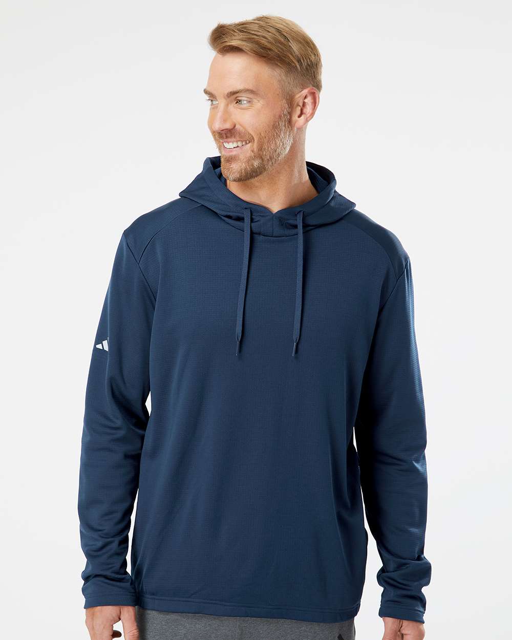 Adidas Men's Textured Mixed Media Midweight Hooded Sweatshirt