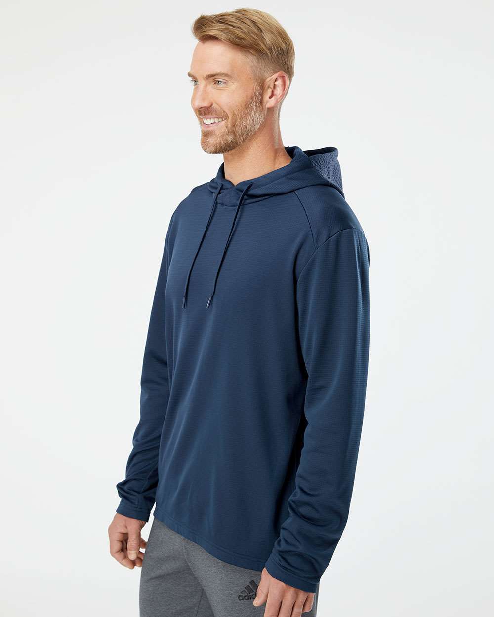 Adidas Men's Textured Mixed Media Midweight Hooded Sweatshirt