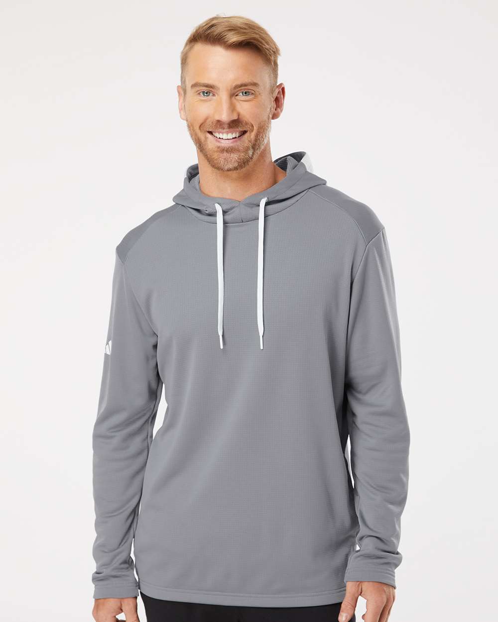 Adidas Men's Textured Mixed Media Midweight Hooded Sweatshirt