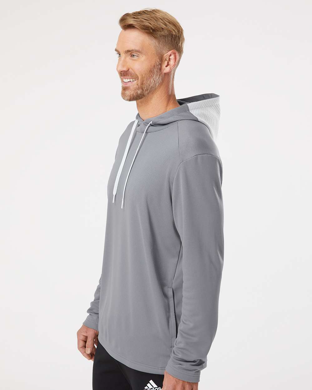 Adidas Men's Textured Mixed Media Midweight Hooded Sweatshirt