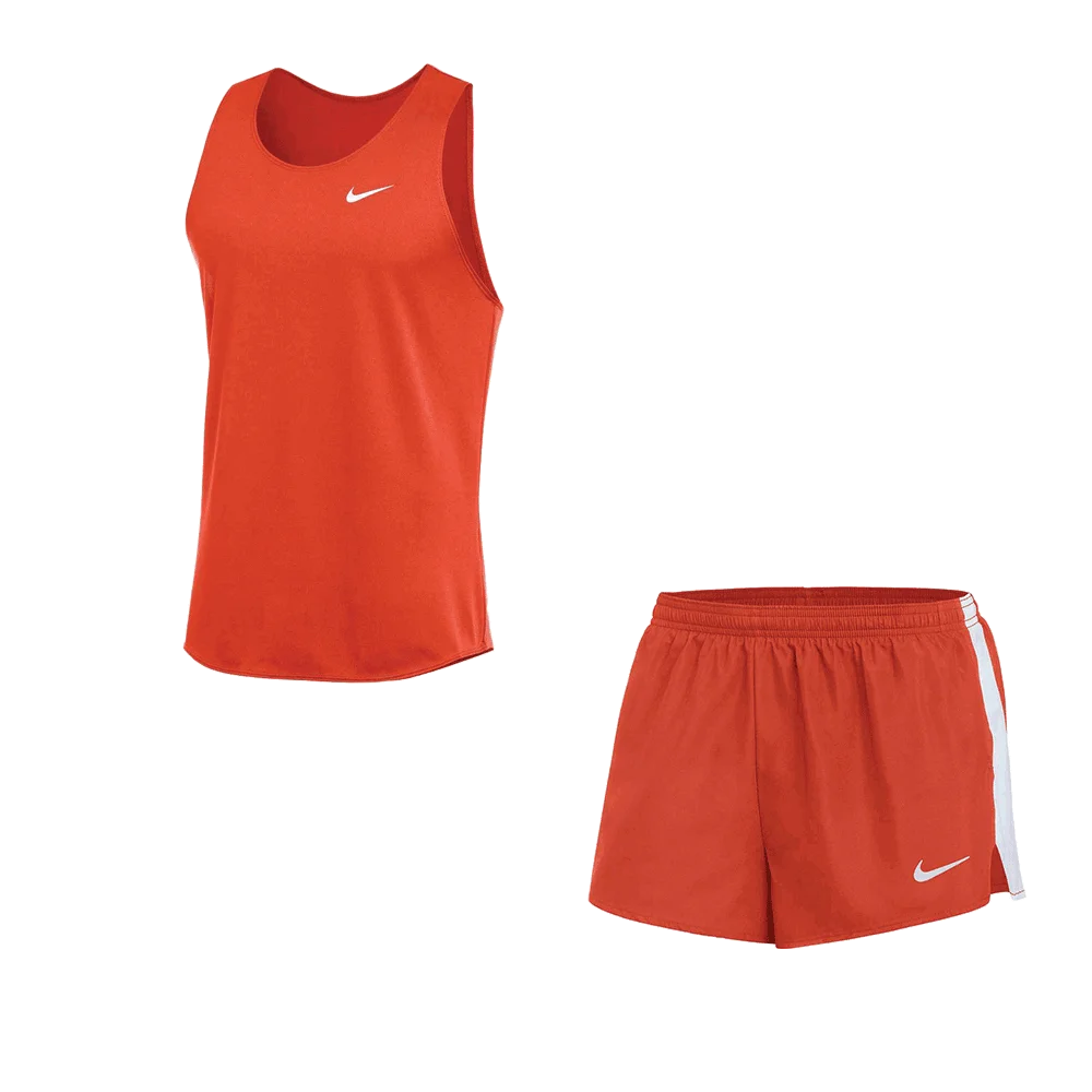 Nike Men's Dri-Fit Stock Fast Set - Singlet and 2IN Short orange color