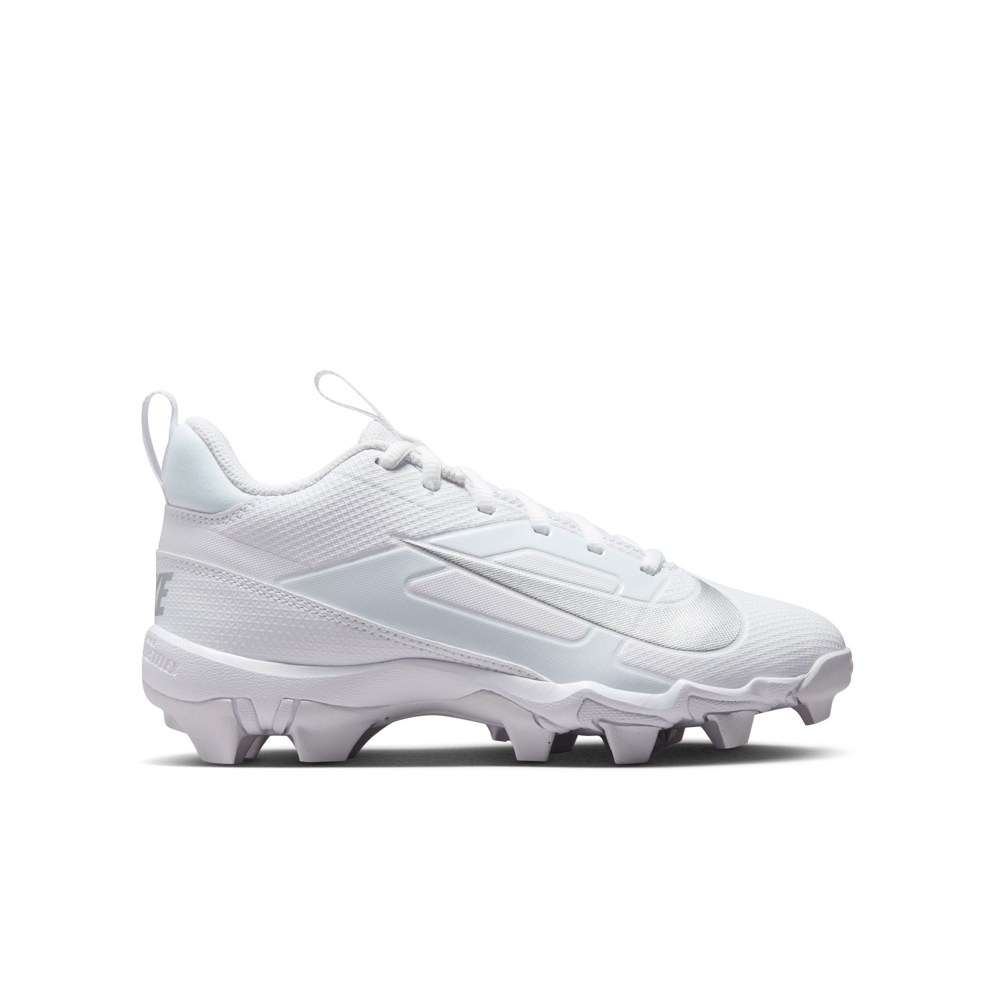 Nike Kids' Alpha Menace 4 Shark Football Cleats, Size 3, White/Metallic Silver