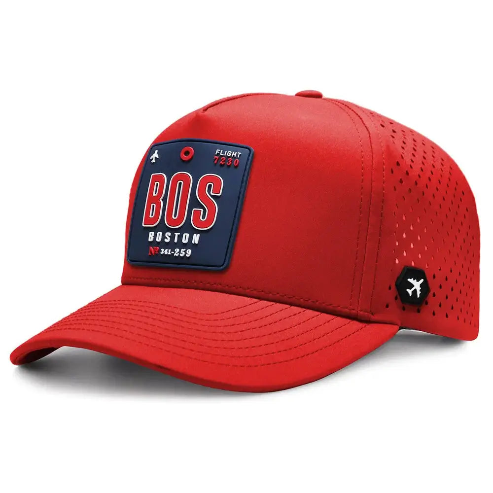 Boston Performance Cap Red color 3Quarter front view 