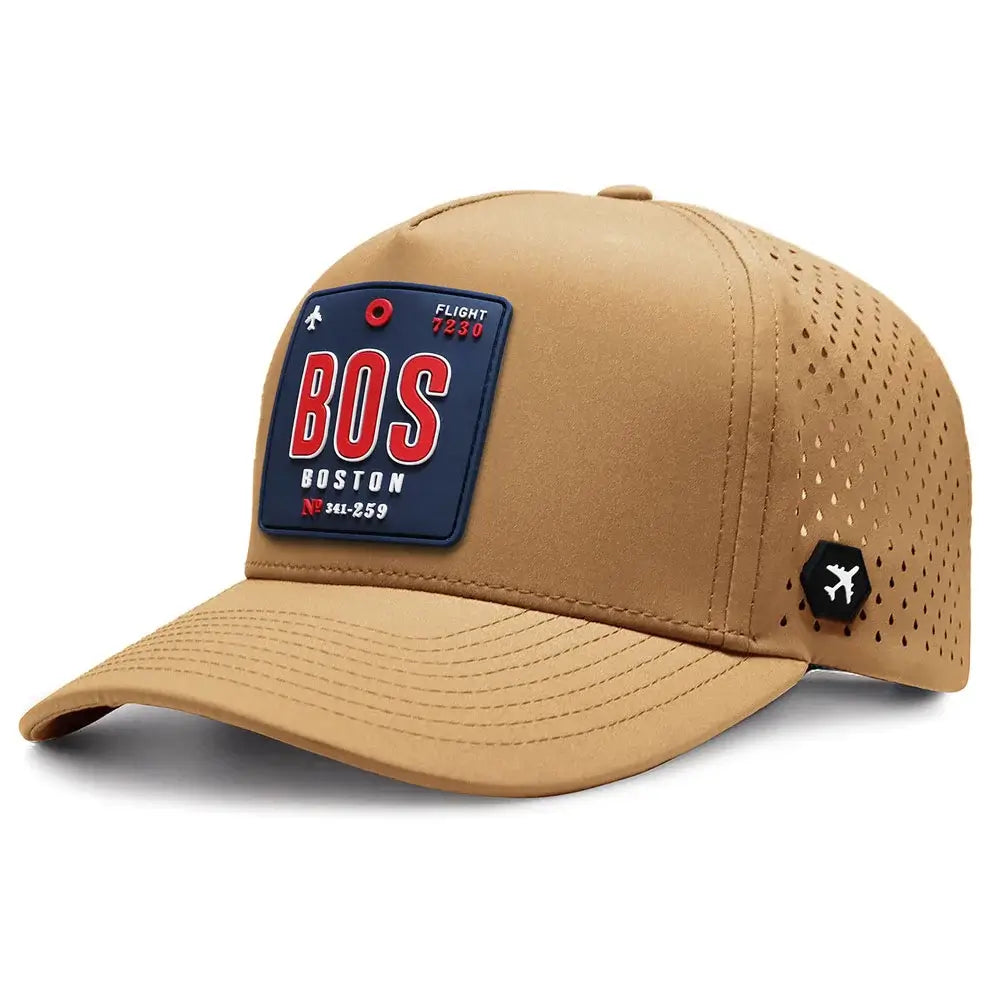 Boston Performance Cap Tan color 3quarter front view
