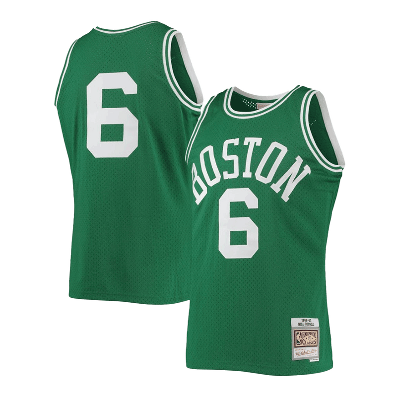 Camiseta de jugador Bill Russell, Boston Celtics, Mitchell & Ness, verde, 1962-63, Hardwood Classics, Swingman 