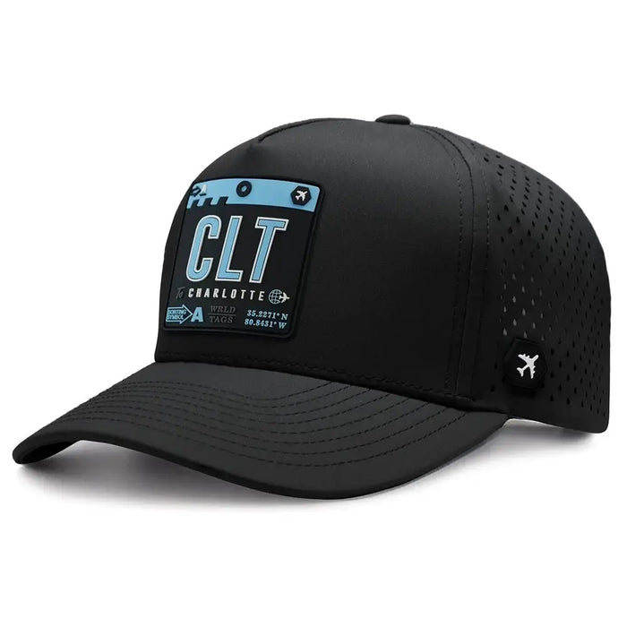 Charlotte Performance Cap Black color 3Quarter front view