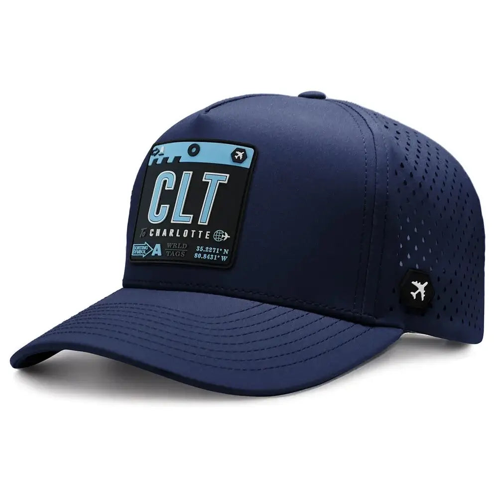 Charlotte Performance Cap Navy color 3Quarter front view